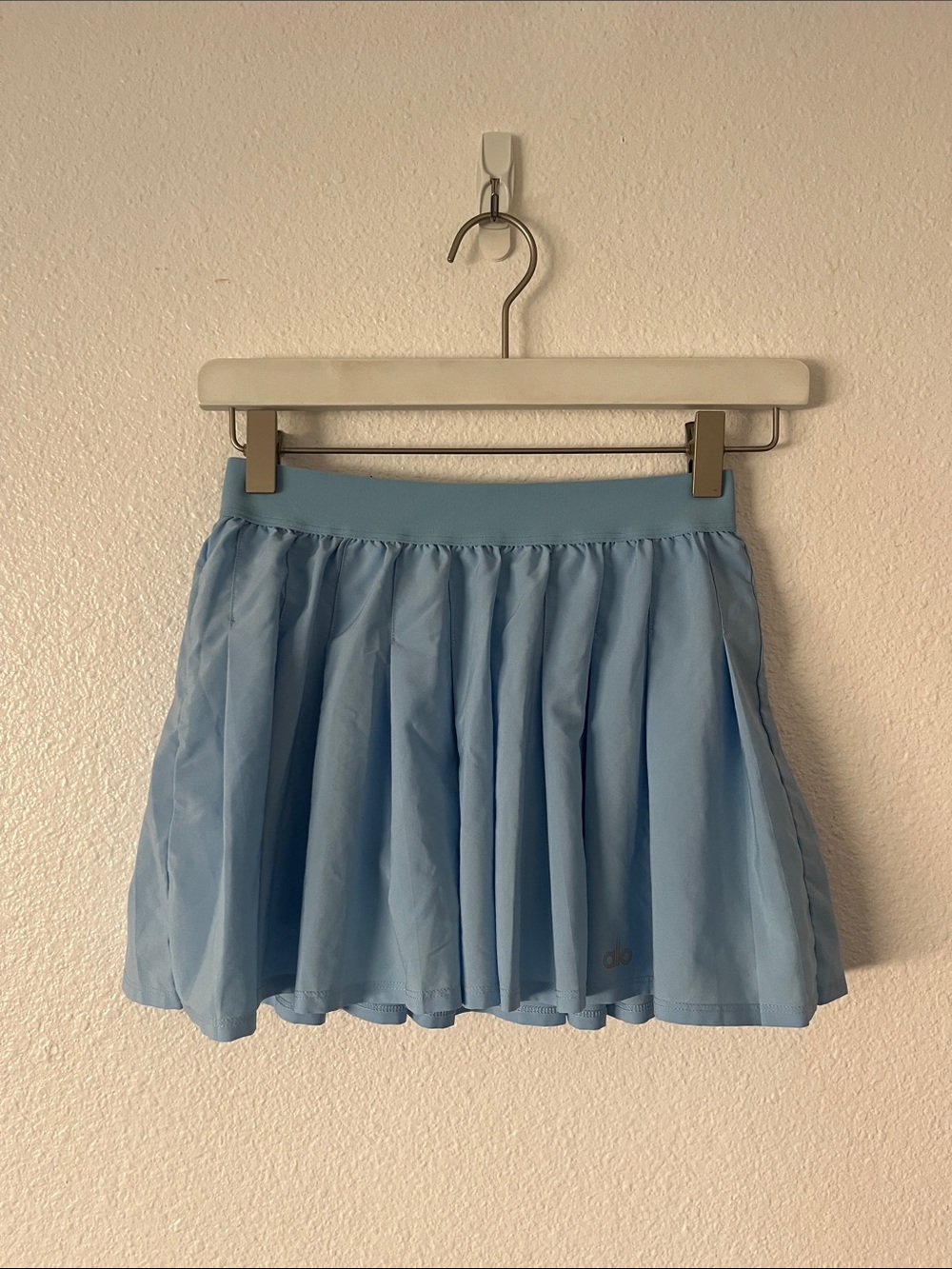 Alo Light Blue Varsity Tennis Skirt Pleated Mini Skirt Built In Shorts Size XS